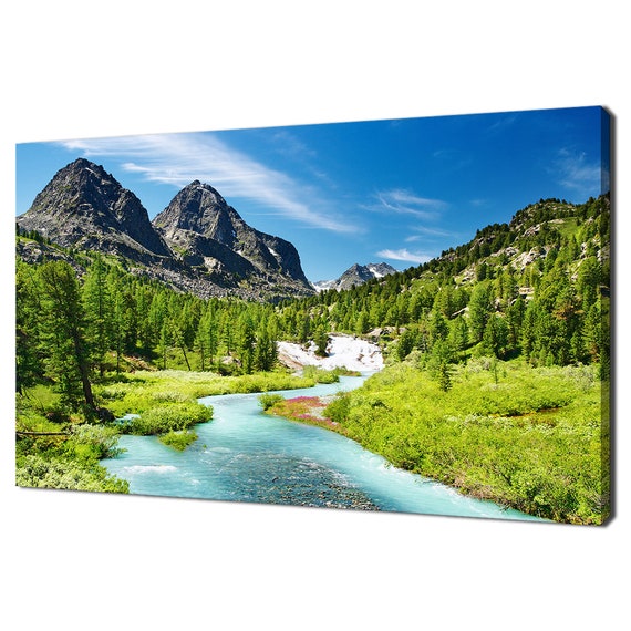 River Stream In Beautiful Mountains Modern Design Home Decor Print Wall Art Picture Wall Hanging