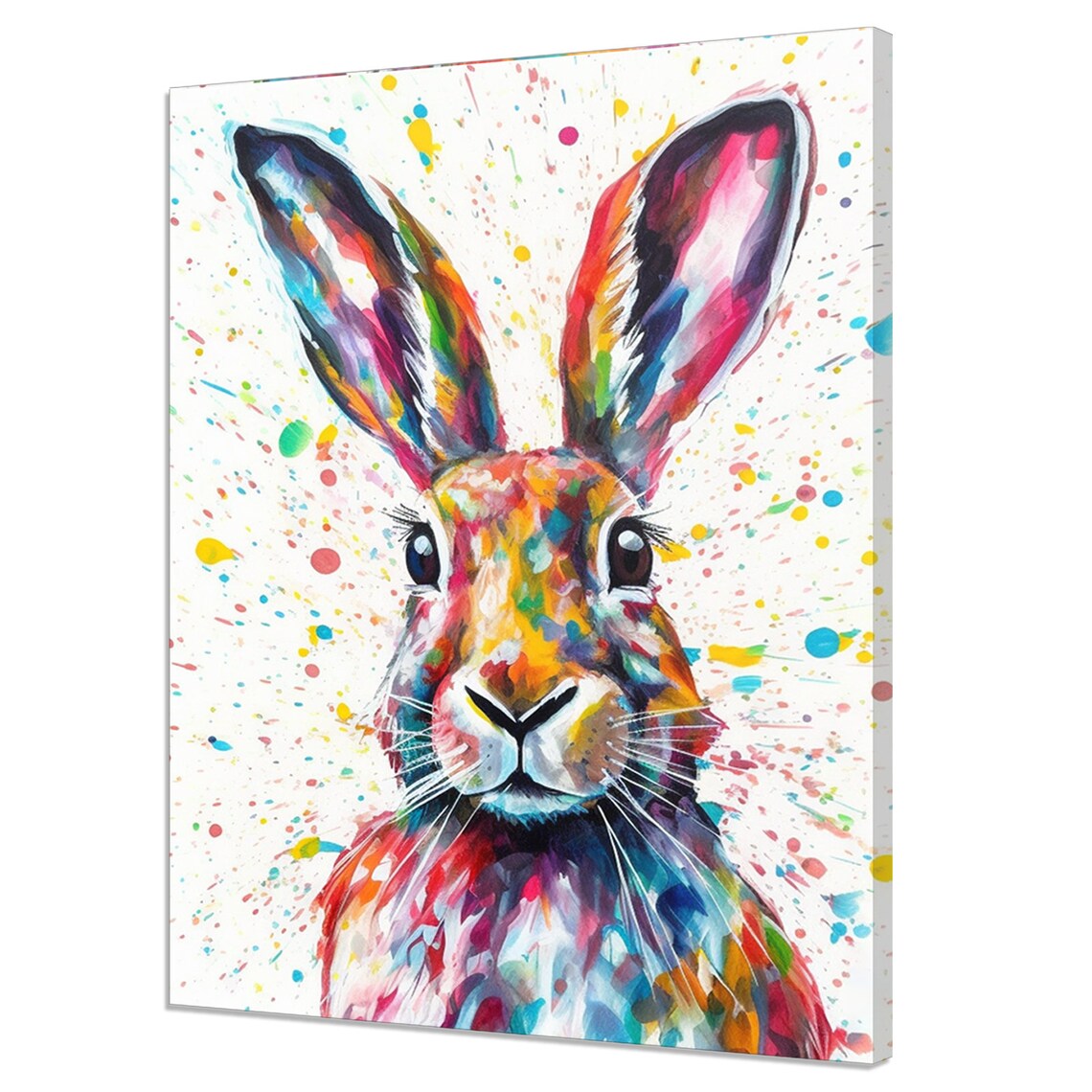 Colourful Hare Rabbit Watercolour Animal Art Print