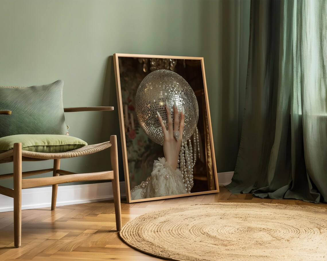 Victorian Disco Ball Baroque Dark Academia Art Print