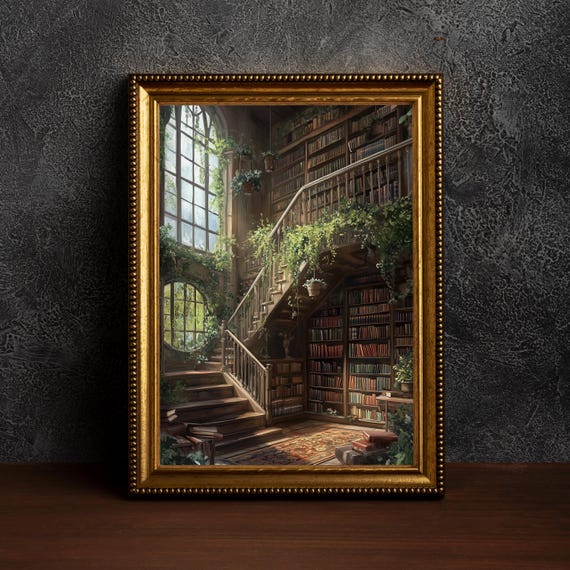 Floral Library Wall Artgoth Moody Dark Academia Decorrenaissance Art Printsdark Antique Artvictorian Book Printslibrary Prints