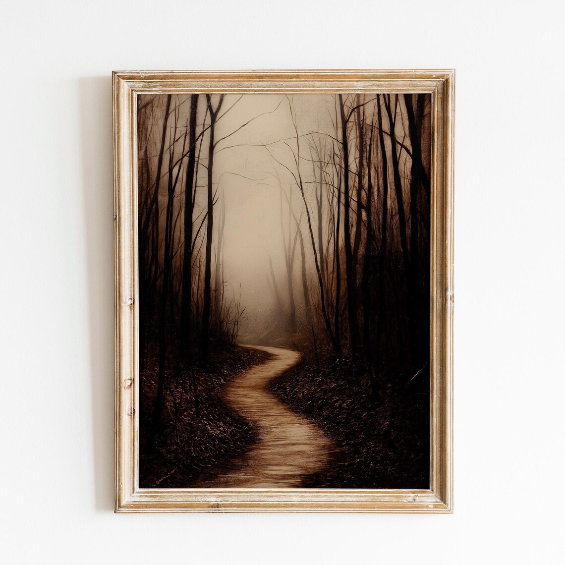 Antique Moody Charcoal Tree Sketch Art Print