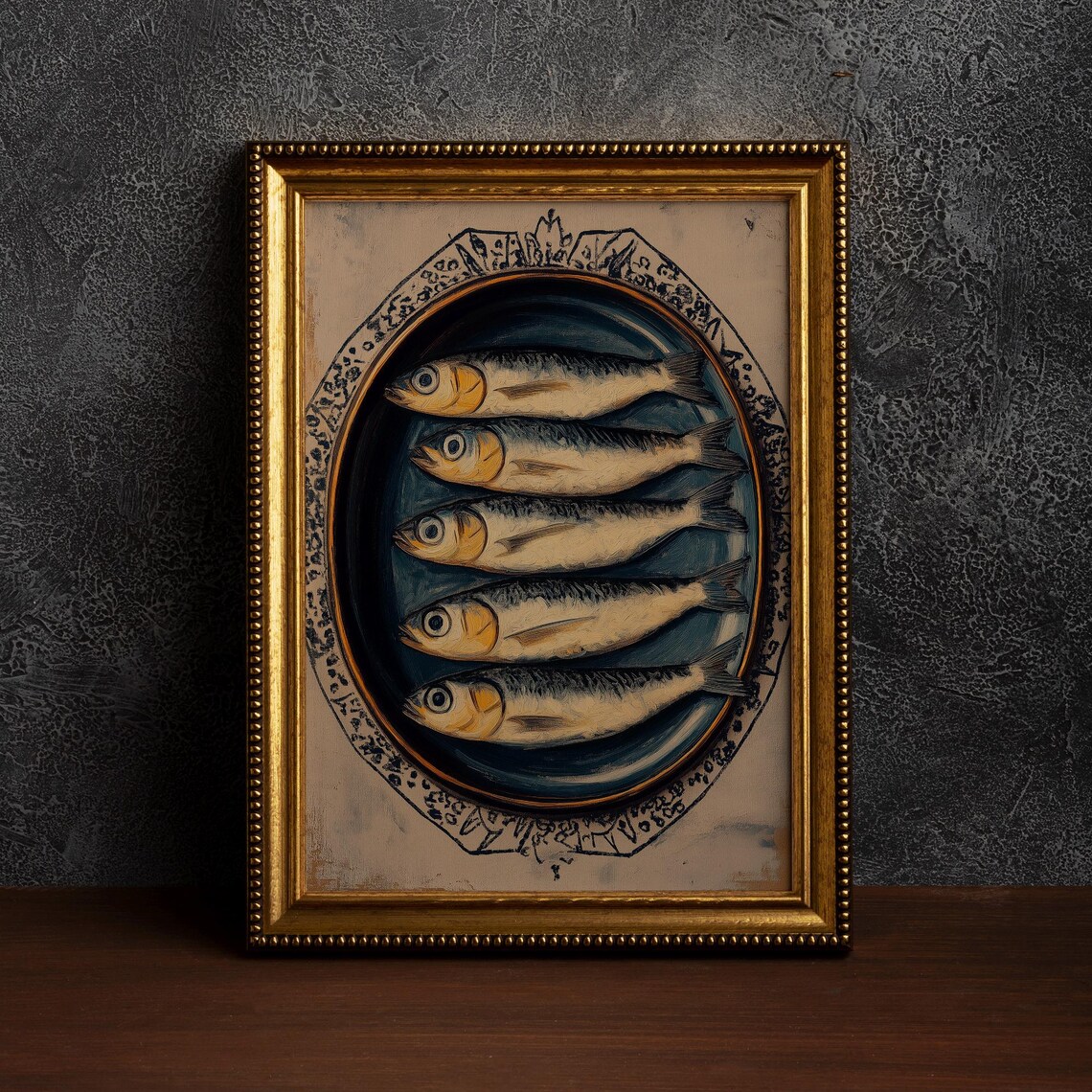 Sardine Painting, Vintage Nautical Still Life Art Print