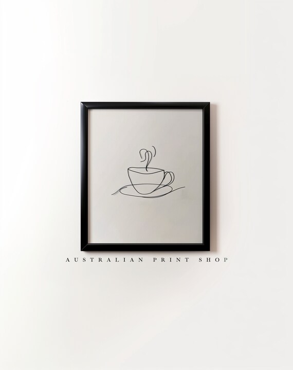 Minimalist Coffee And Tea Kitchen Art Inspirational Wall Line Art Print Minimalist Artwork Fine Line Print