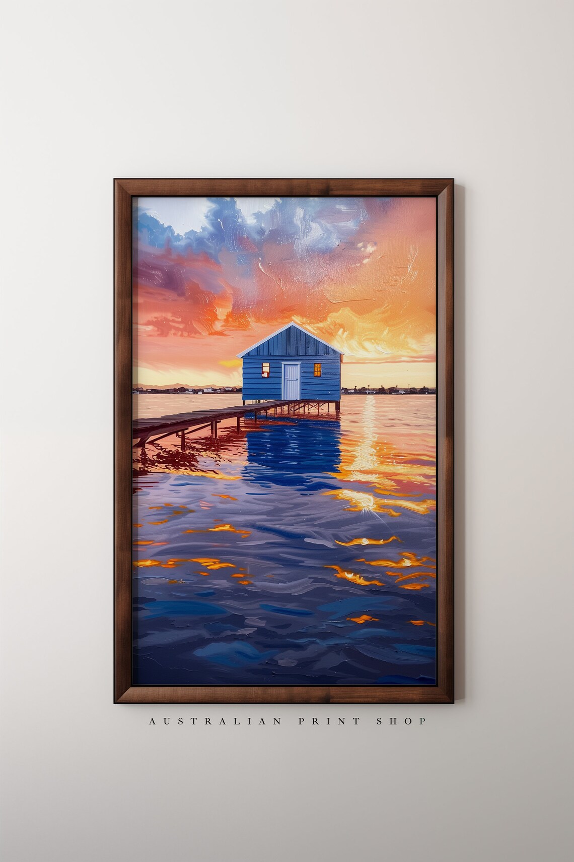 Perth Blue Boatshed, Swan River Sunset Art Print - Image 5