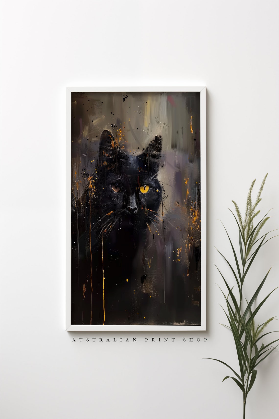 Black Cat Oil Painting Cottage Decor Farmhouse Wall Art Ideal For Cat Enthusiasts Moody Art - Image 4