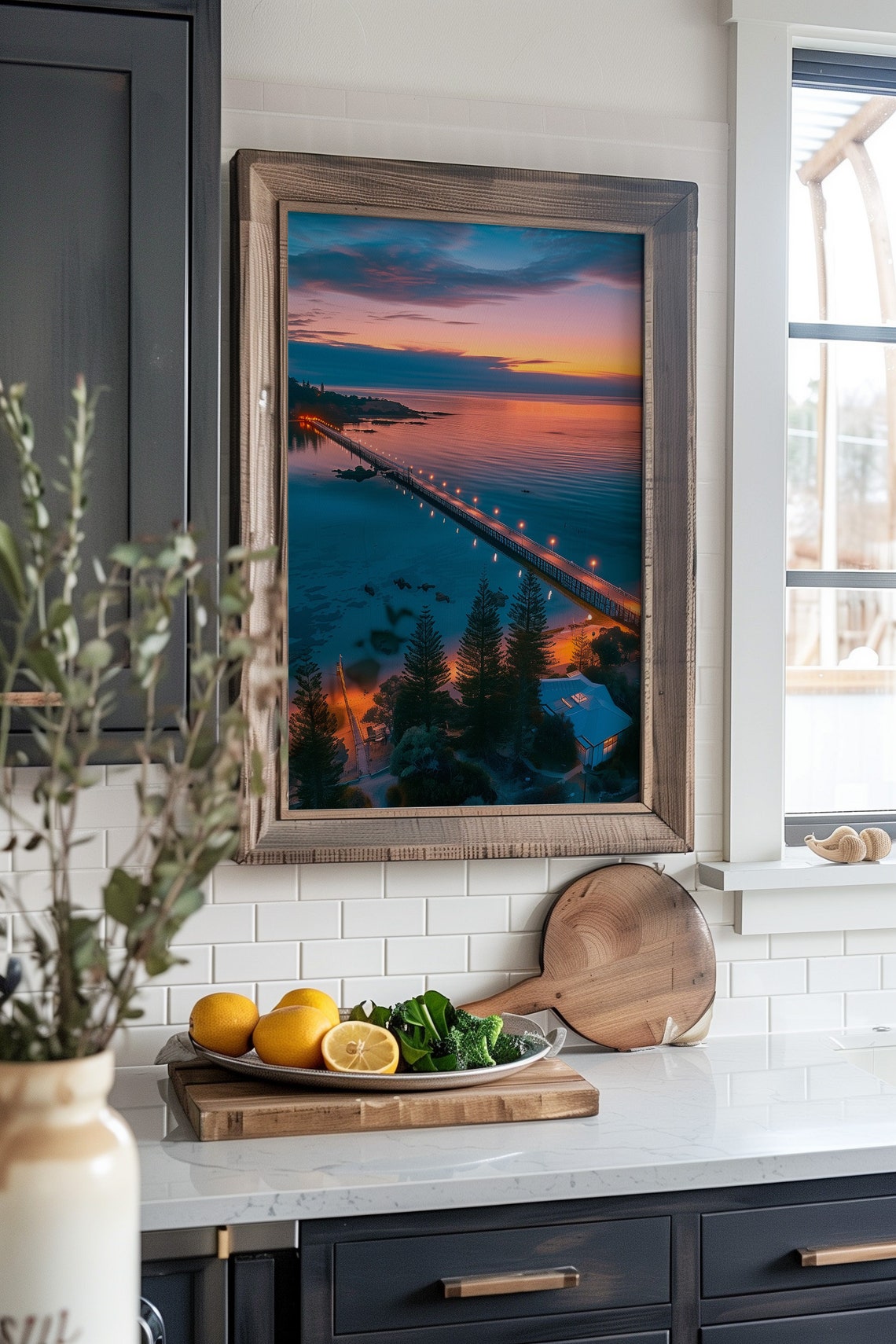 Coastal Bridge Painting Beach Print Turquoise Ocean Coastal Reef Art Summer Sunset Art - Image 2