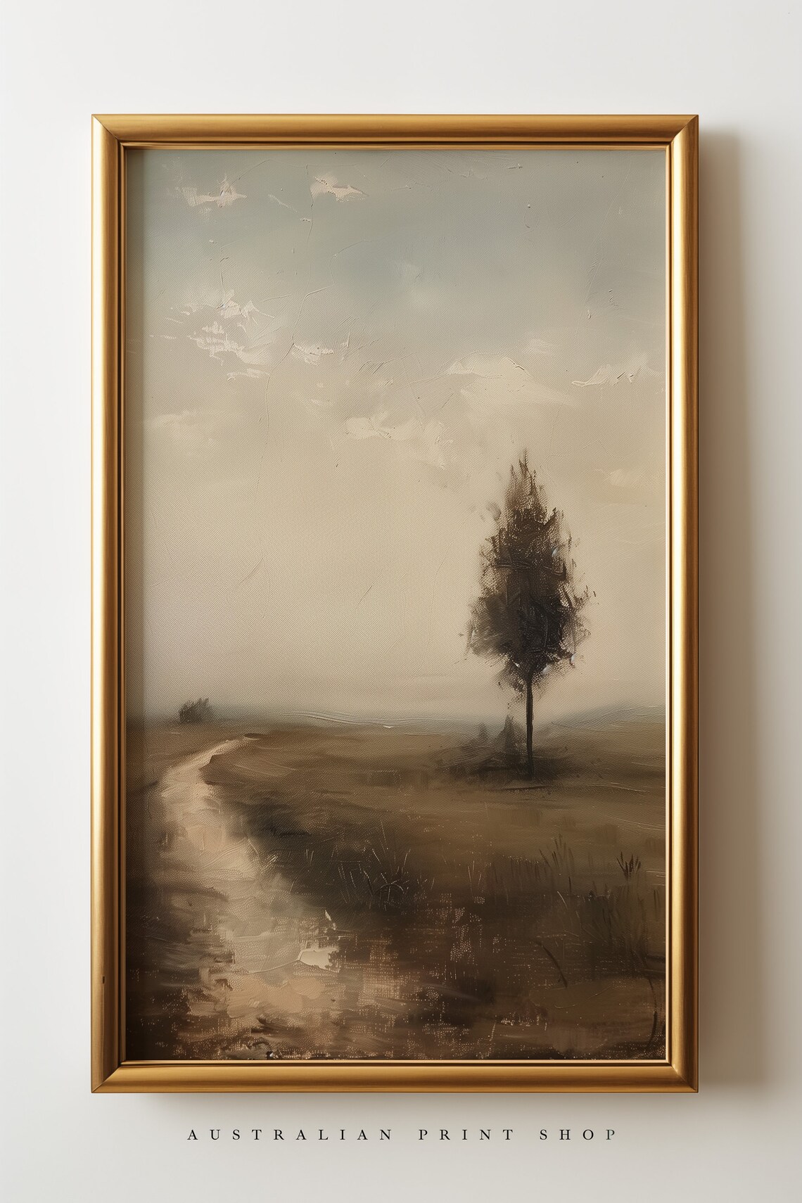 Australian Tree-Lined Landscape, Oil Painting Art Print - Image 4