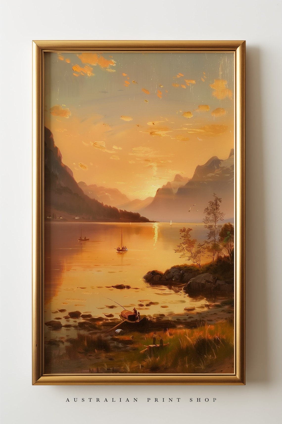 Sunset Lake Print Oil Painting Captivating Sunset Art Cottage Decor Poster Farmhouse Wall Art Lake Art - Image 3