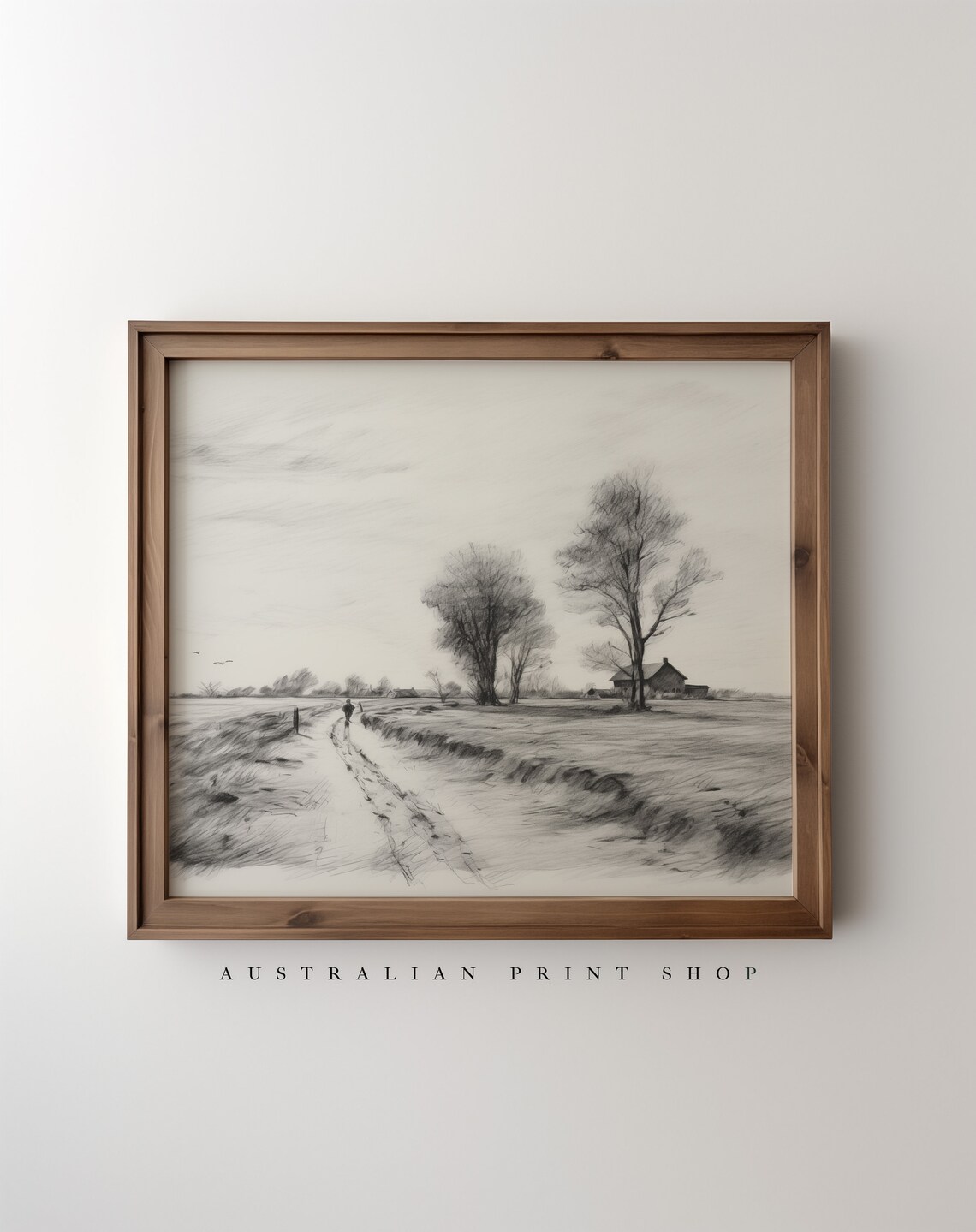 Vintage Neutral Farmhouse Sketch, Outback Australia - Image 2