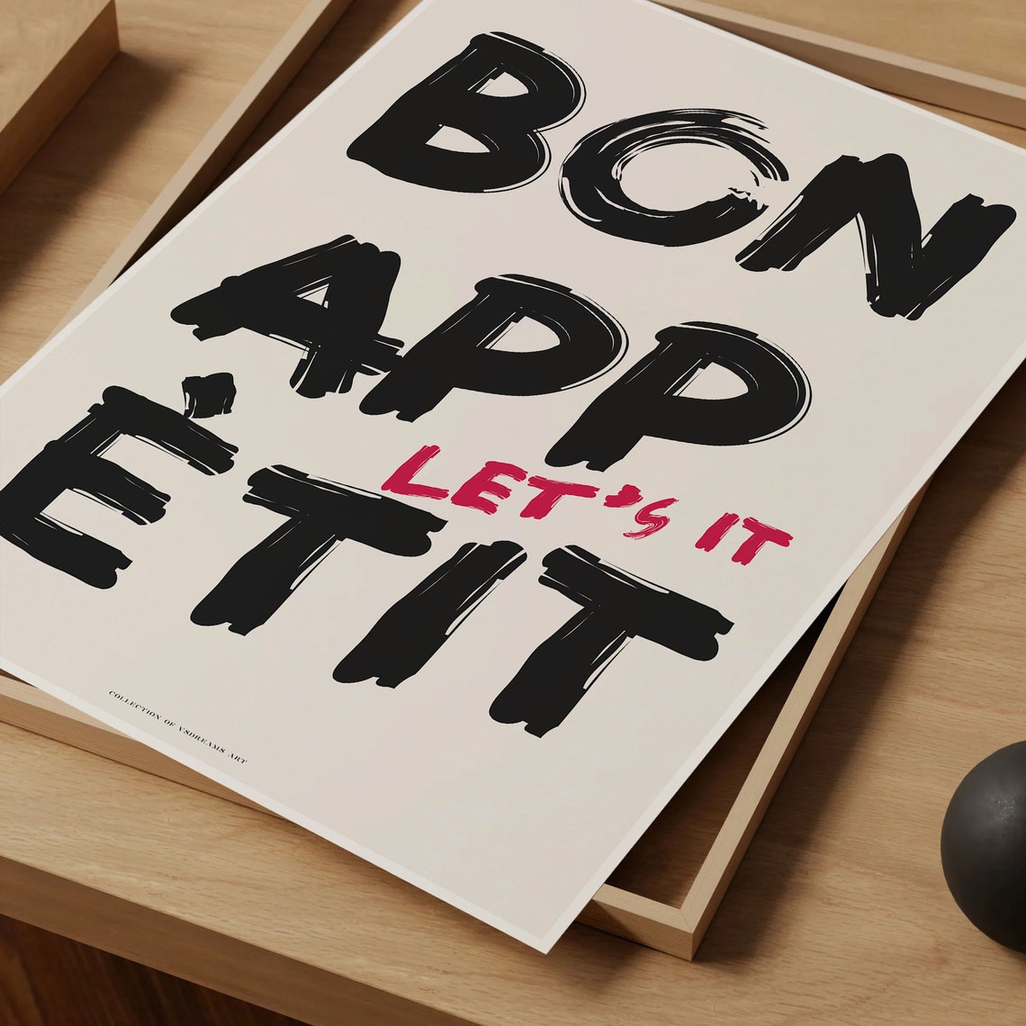 Bon Appetit Black Bold Brush Lettering Modern Kitchen Art Poster - Image 4