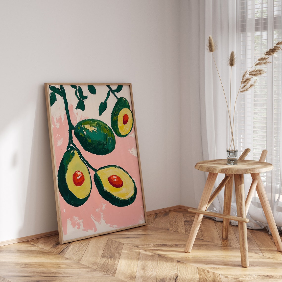 Avocado Branch Hanging Fruit Pink Retro Kitchen Decor Art Poster - Image 3