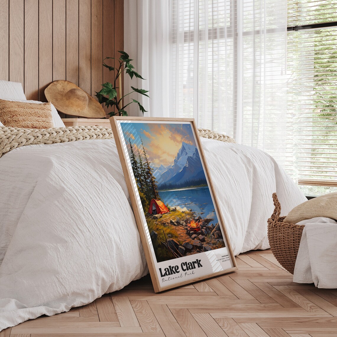Lake Clark National Park Campsite Sunset Campfire Lake Poster - Image 3