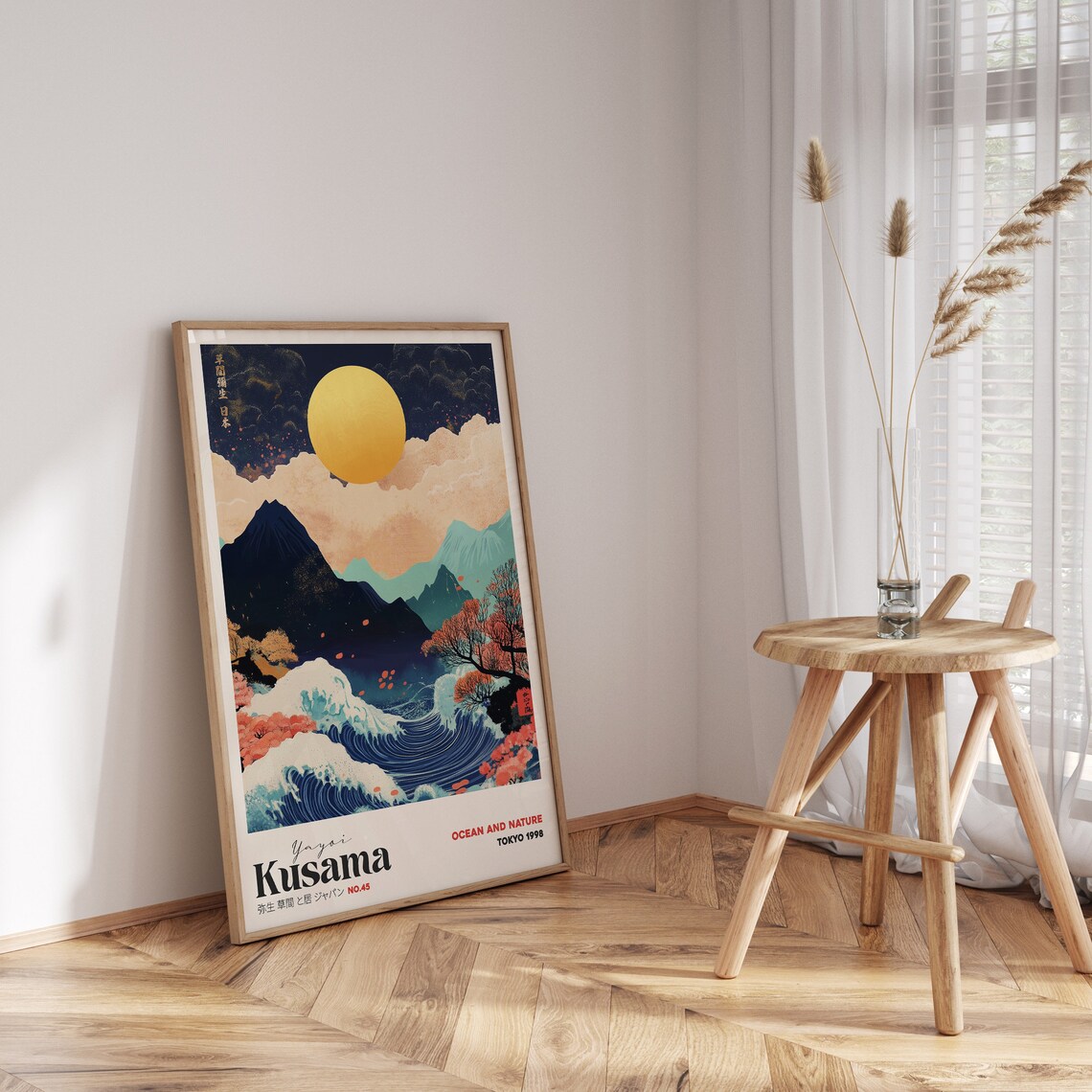 Yayoi Kusama Ocean and Nature Tokyo 1998 Golden Moon Wave Poster - Image 3