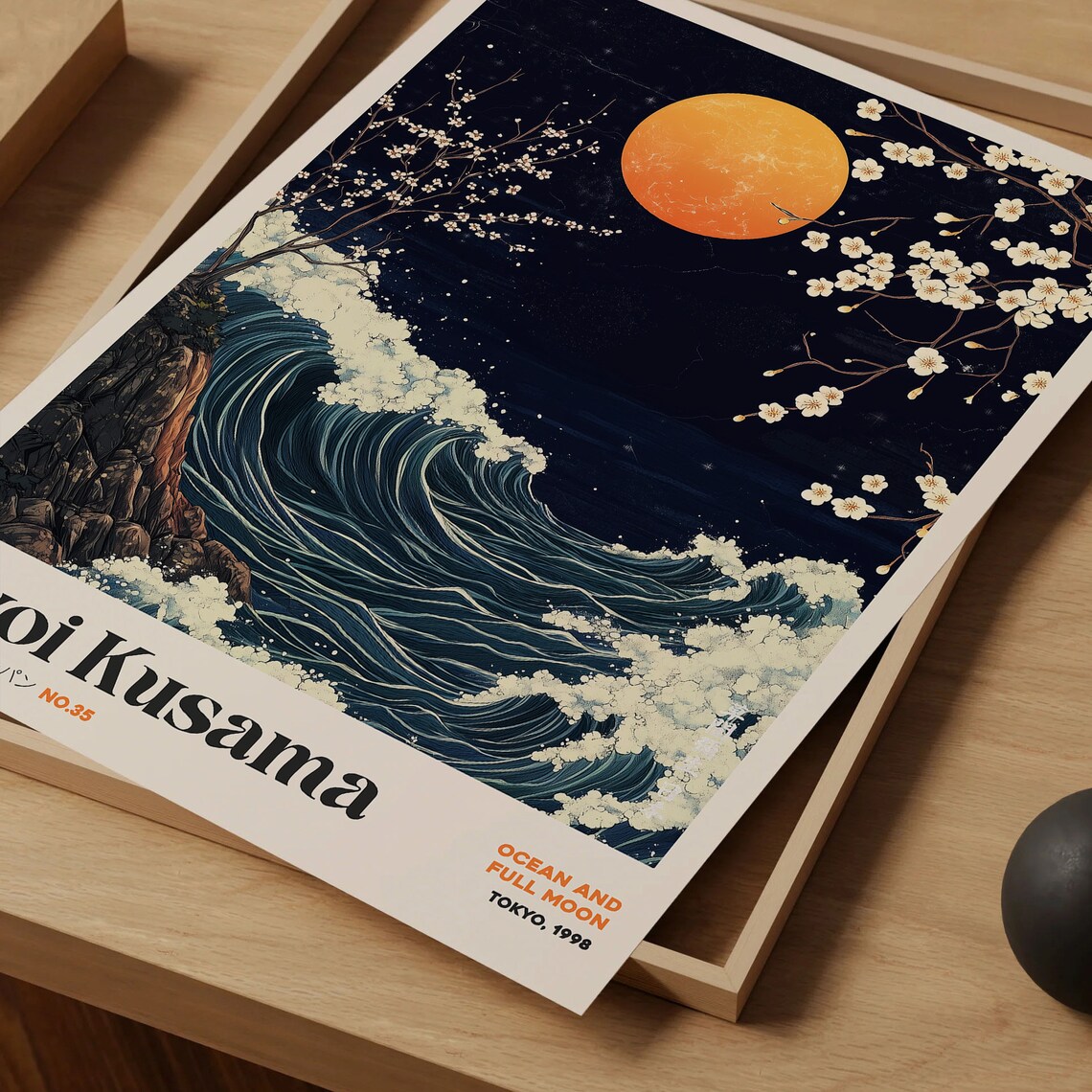 Yayoi Kusama Ocean and Full Moon Waves Blossom Night Tokyo 1998 Poster - Image 4