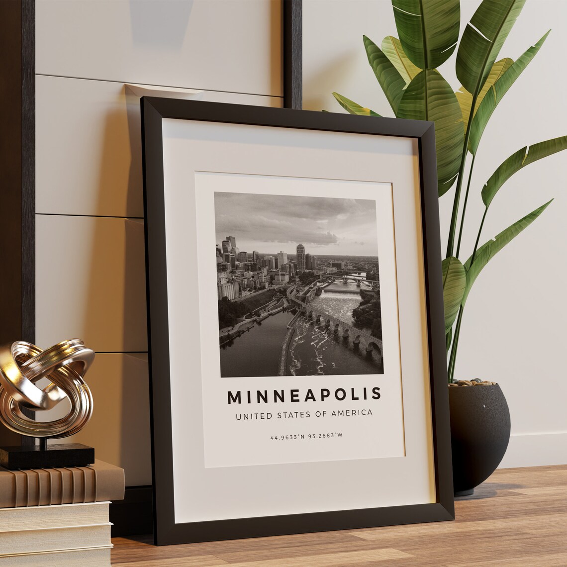 Minneapolis Black and White Travel Poster, Cityscape - Image 5