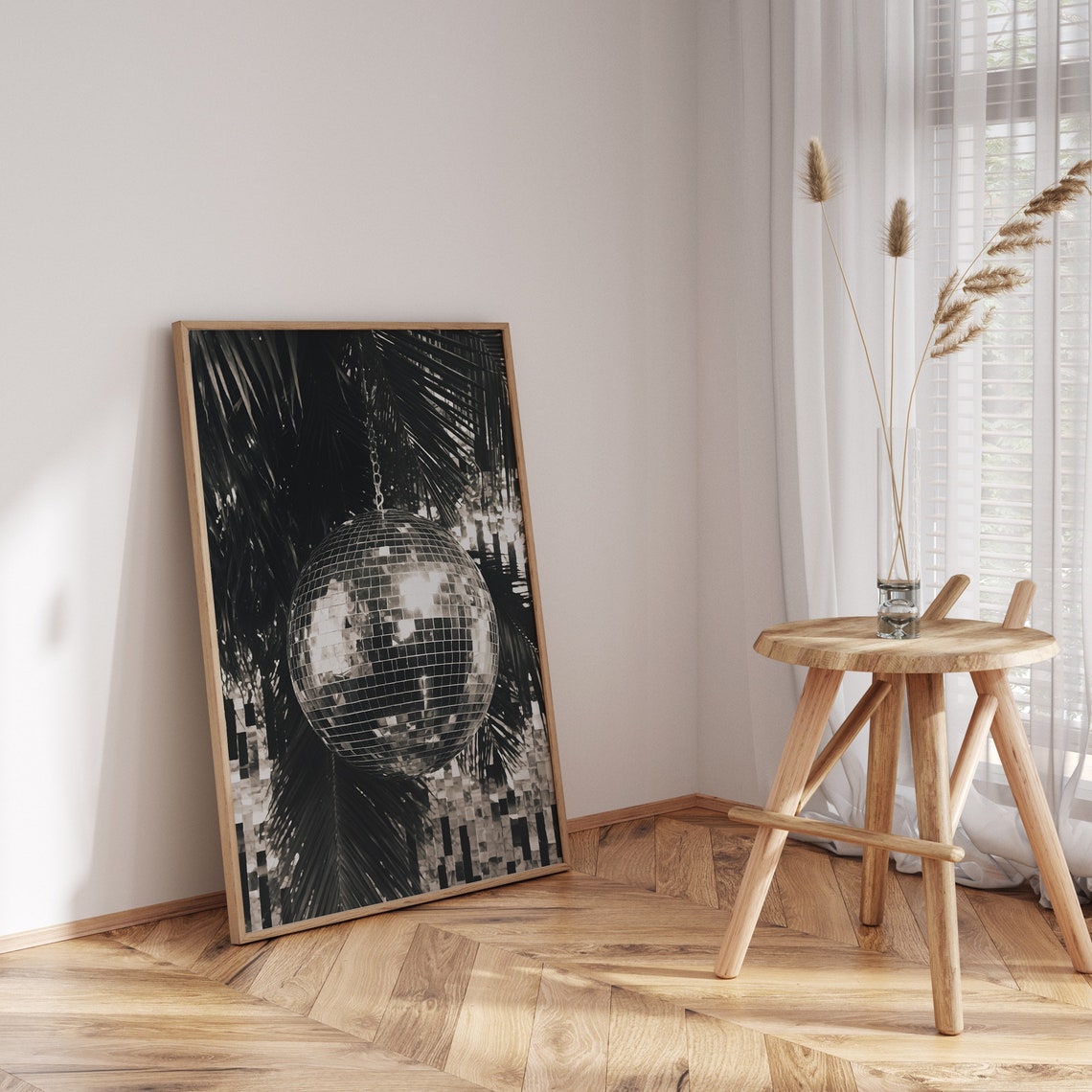 Gold Disco Ball Neutral Beige Minimalist Modern Party Decor Poster - Image 3