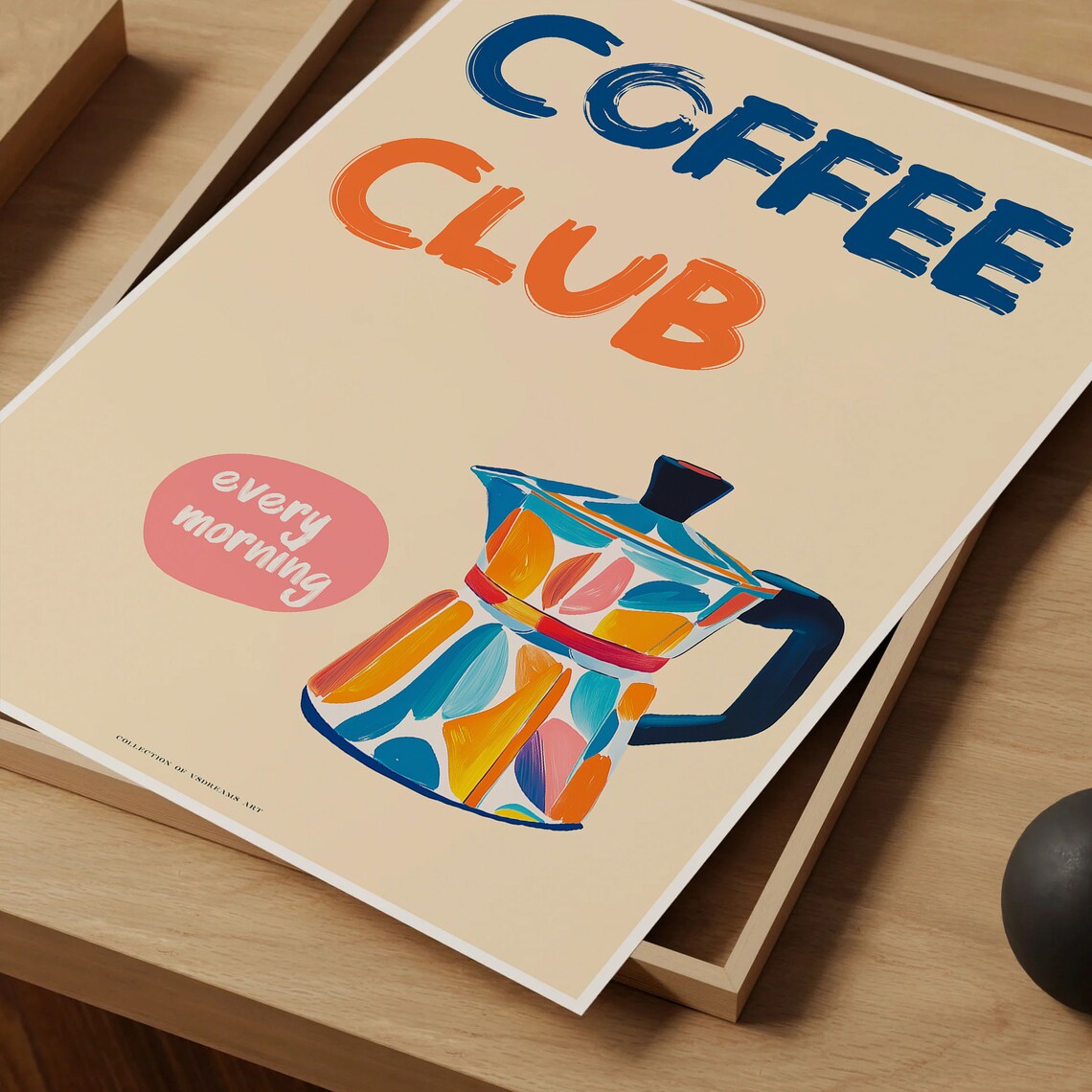 Coffee Club Every Morning Colorful Moka Pot Bar Cart Art Poster - Image 4
