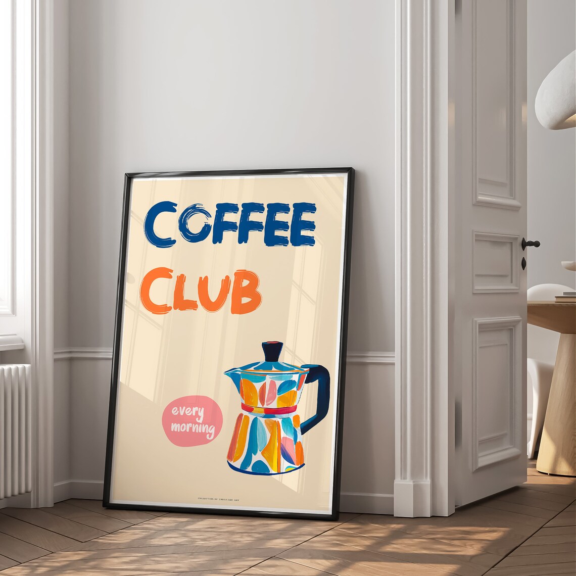 Coffee Club Every Morning Colorful Moka Pot Bar Cart Art Poster - Image 2