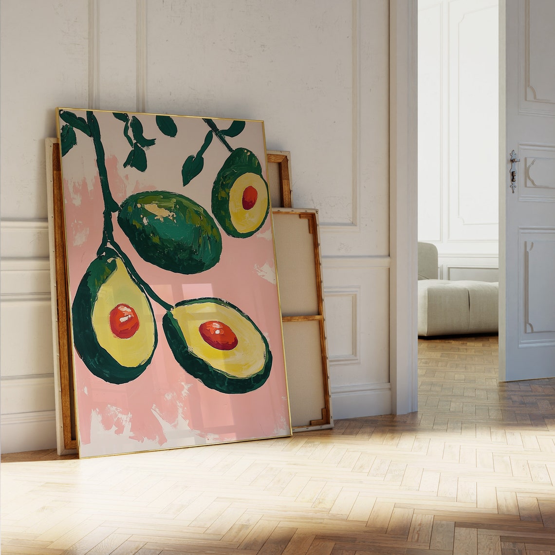 Avocado Branch Hanging Fruit Pink Retro Kitchen Decor Art Poster - Image 5