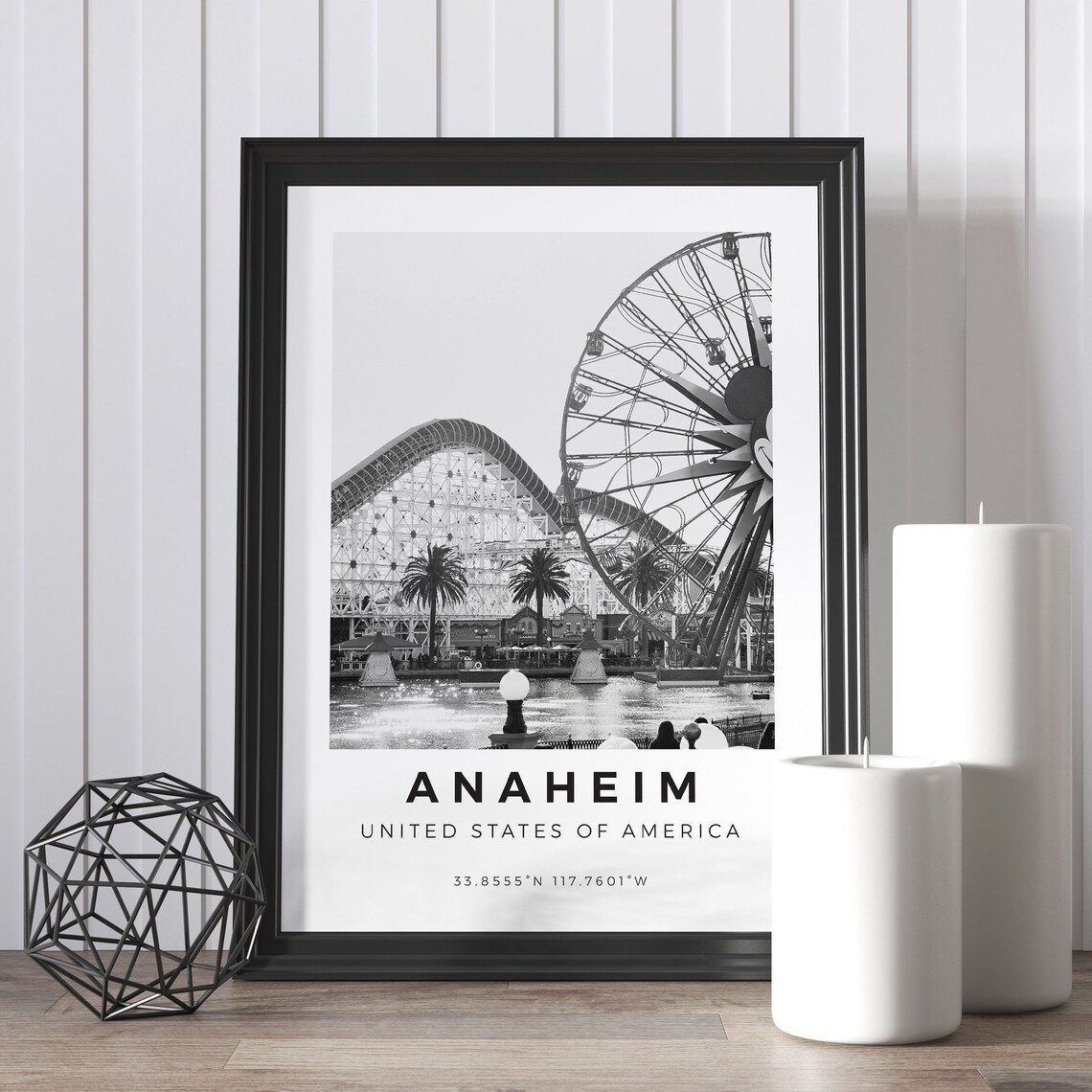 Anaheim Black and White Travel Poster, Wall Art Print - Image 5