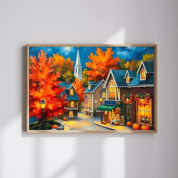 New England Village Jigsaw Puzzle Autumn Thanksgiving Family Game