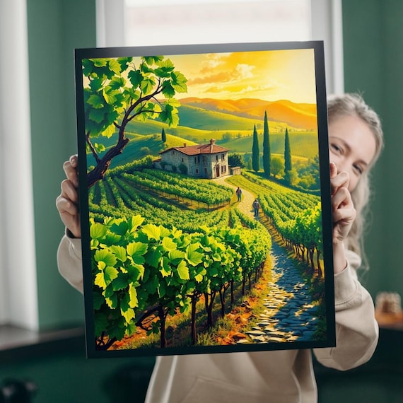 Scenic Vineyard Italian Landscape Art Print