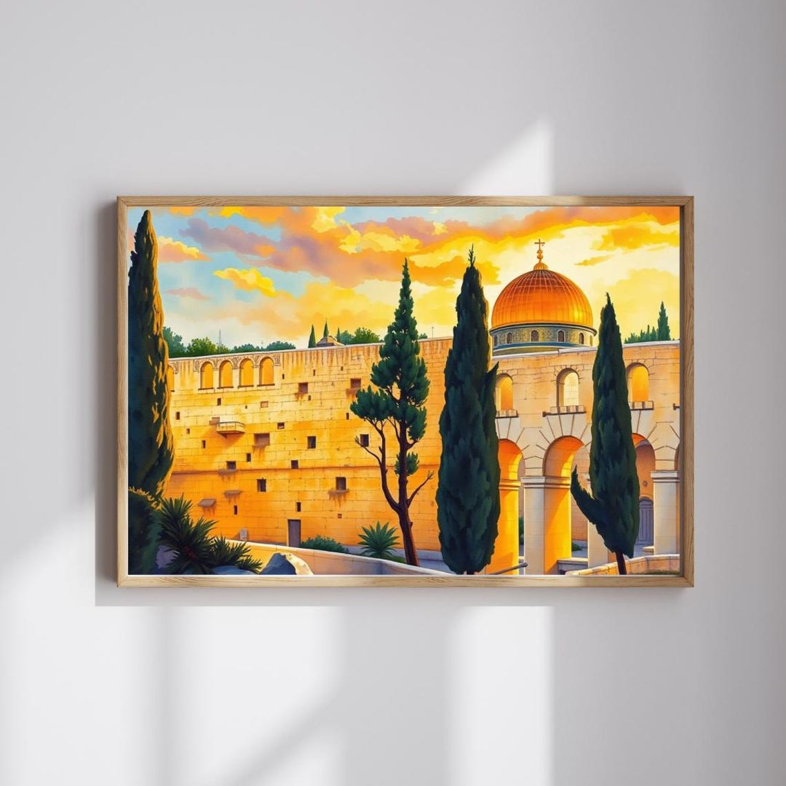 Golden Dome Jerusalem Old City Sunset Historic Landmark Poster