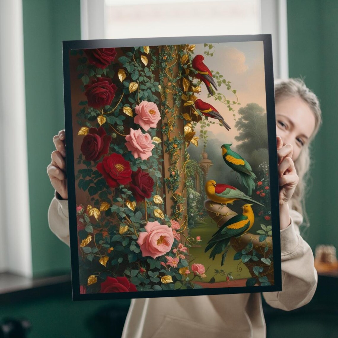 Floral Paradise Bird Flower Art Print
