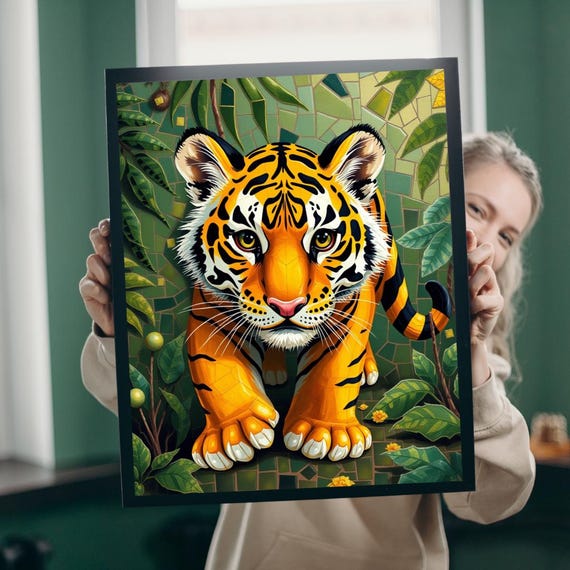 Tiger Mosaic Jigsaw Puzzle Wildlife Jungle Theme 1101014 Piece