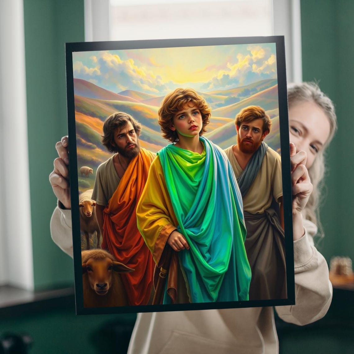 Joseph Coat of Many Colors Biblical Story Shepherds Hills Art Poster