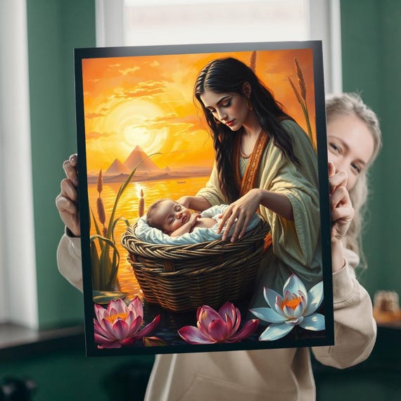 Baby Moses Nile River Jigsaw Puzzle Biblical Art Gift