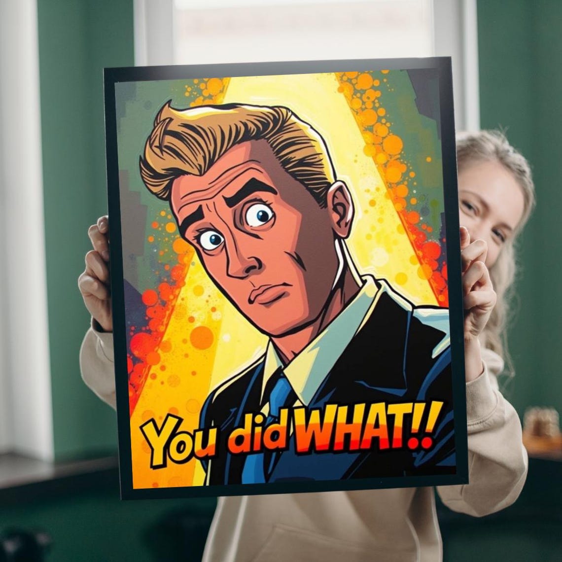 You Did What Comic Pop Art Shocked Retro Man Gift Decor Poster