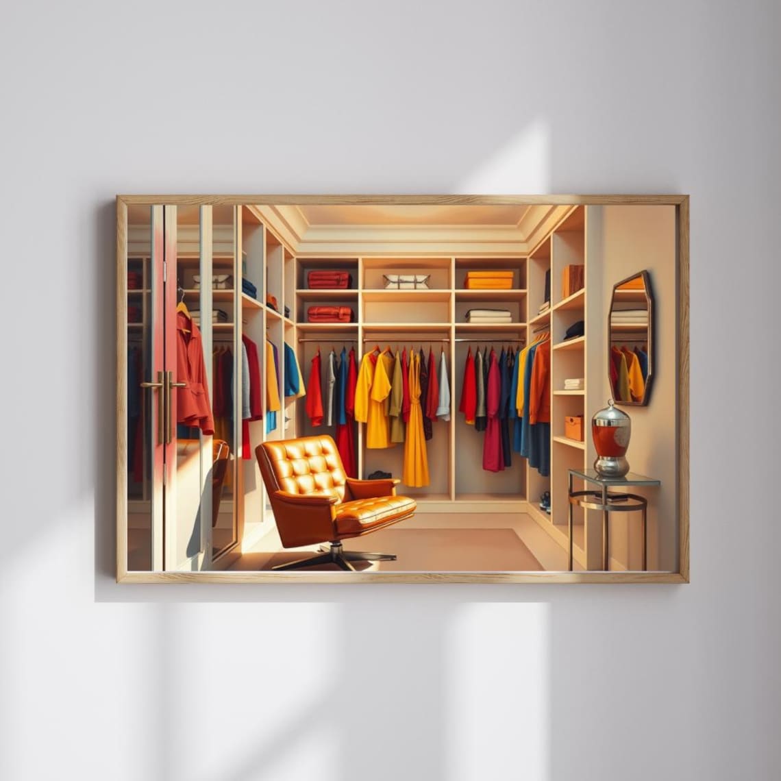 Luxury Golden Light Walk In Closet Fashion Wardrobe Room Art Print