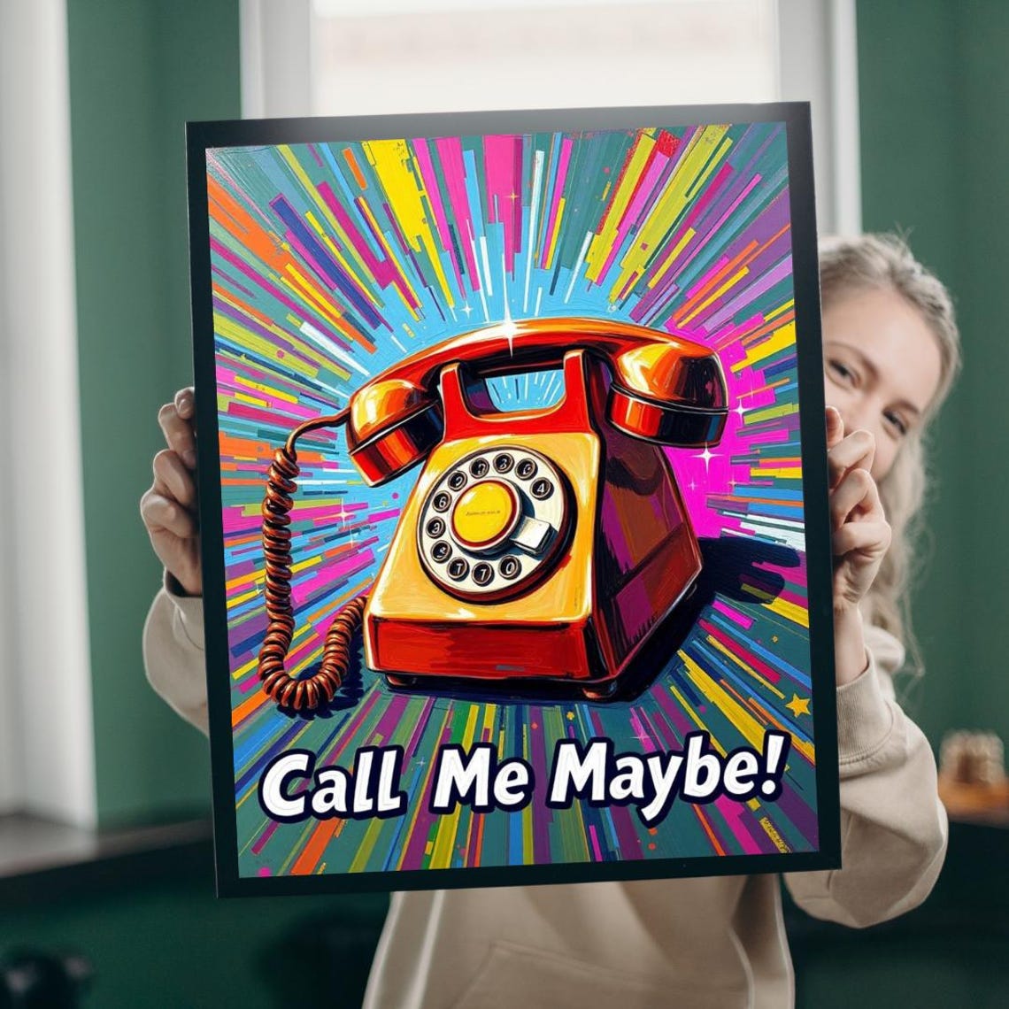 Retro Rotary Telephone Call Me Maybe Cheeky Fun Pop Art Poster