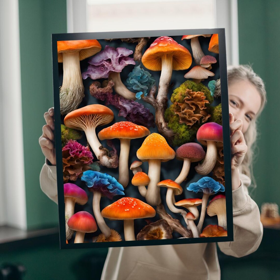 Mushroom Collage, Colorful Toadstool Game