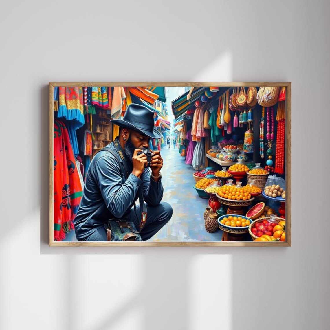 Street Photographer Capturing Colorful Cultural Market Bazaar Art Poster
