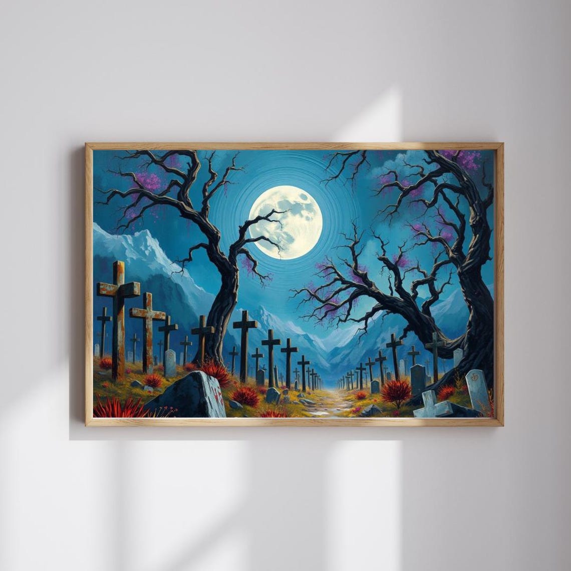 Moonlit Cemetery Jigsaw Puzzle Gothic Graveyard Art