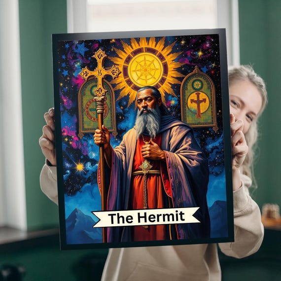 The Hermit Tarot Card Puzzle Mystical Meditation Art