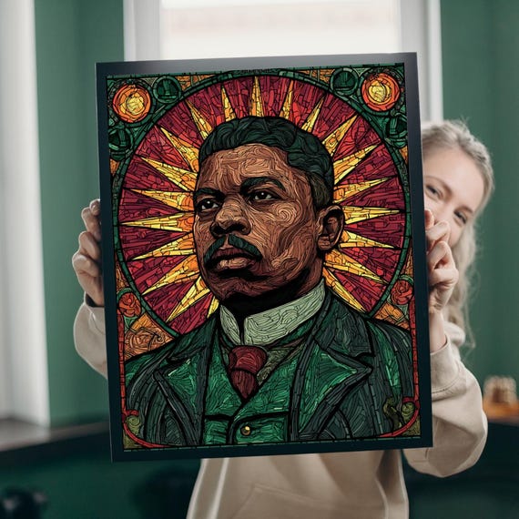 Afrocentric Marcus Garvey Puzzle Black History Stained Glass Style Portrait Panafrican Historical Figure Jigsaw African Art