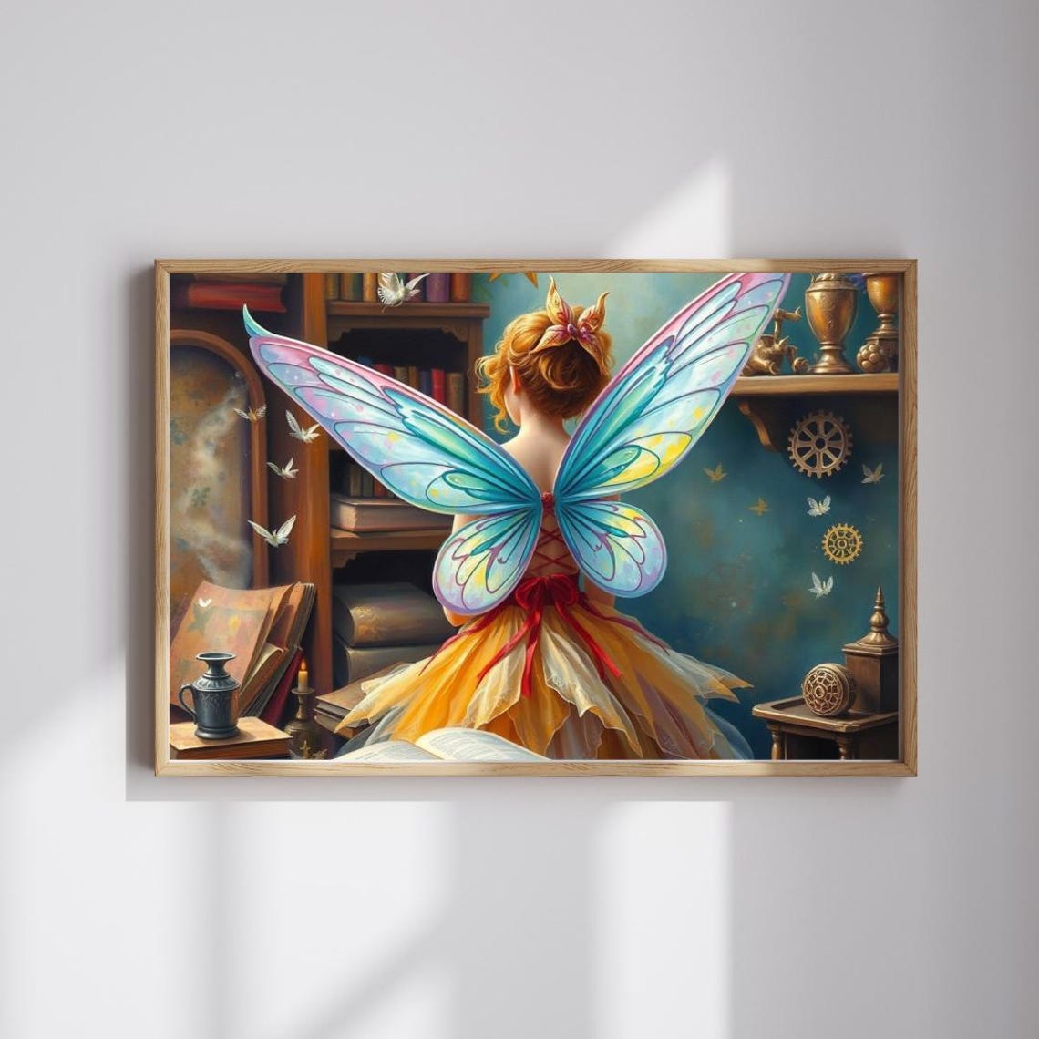 Fairy with Shimmering Butterfly Wings Vintage Library Poster