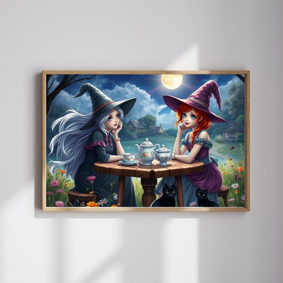 Magical Witch Tea Party Art Print