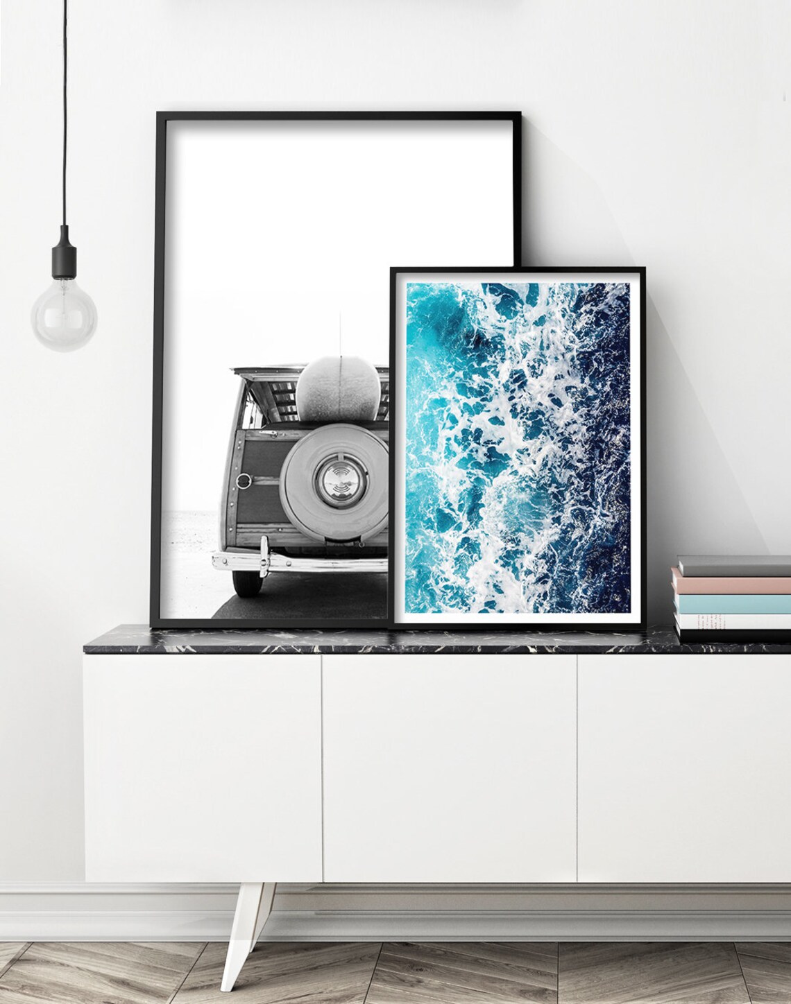 Vintage Surf Van Beach Art Print, Coastal Decor - Image 3