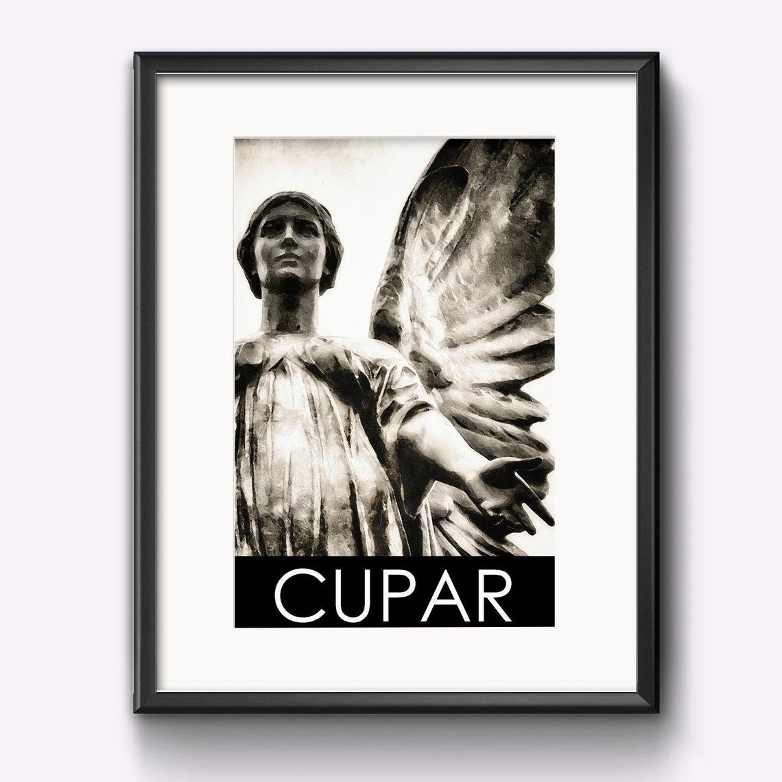 Cupar Angel Statue Black and White Travel Photography Art Print