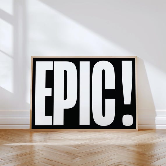 Games Room Wall Art Typography Poster Epic Minimalist Bold Black And White Art Print Trendy Decor For Modern Bedroom Office Entryway