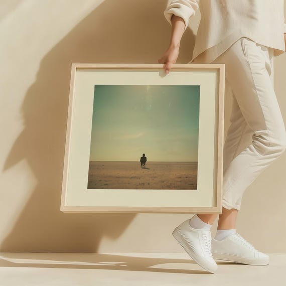 Surreal Solitude Wall Art Minimalist Desert Dreamscape Print Conceptual Modern Poster Abstract Existential Artwork Futuristic Decor