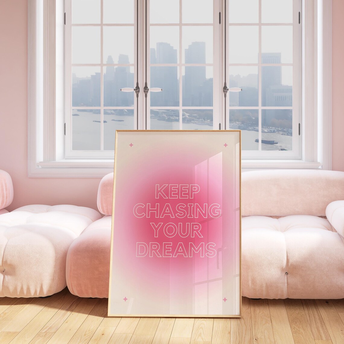 Keep Chasing Your Dreams Motivational Wall Art Pink Aesthetic Poster Inspirational Quote Print Positive Room Decor For Teen Girl Bedroom - Image 4