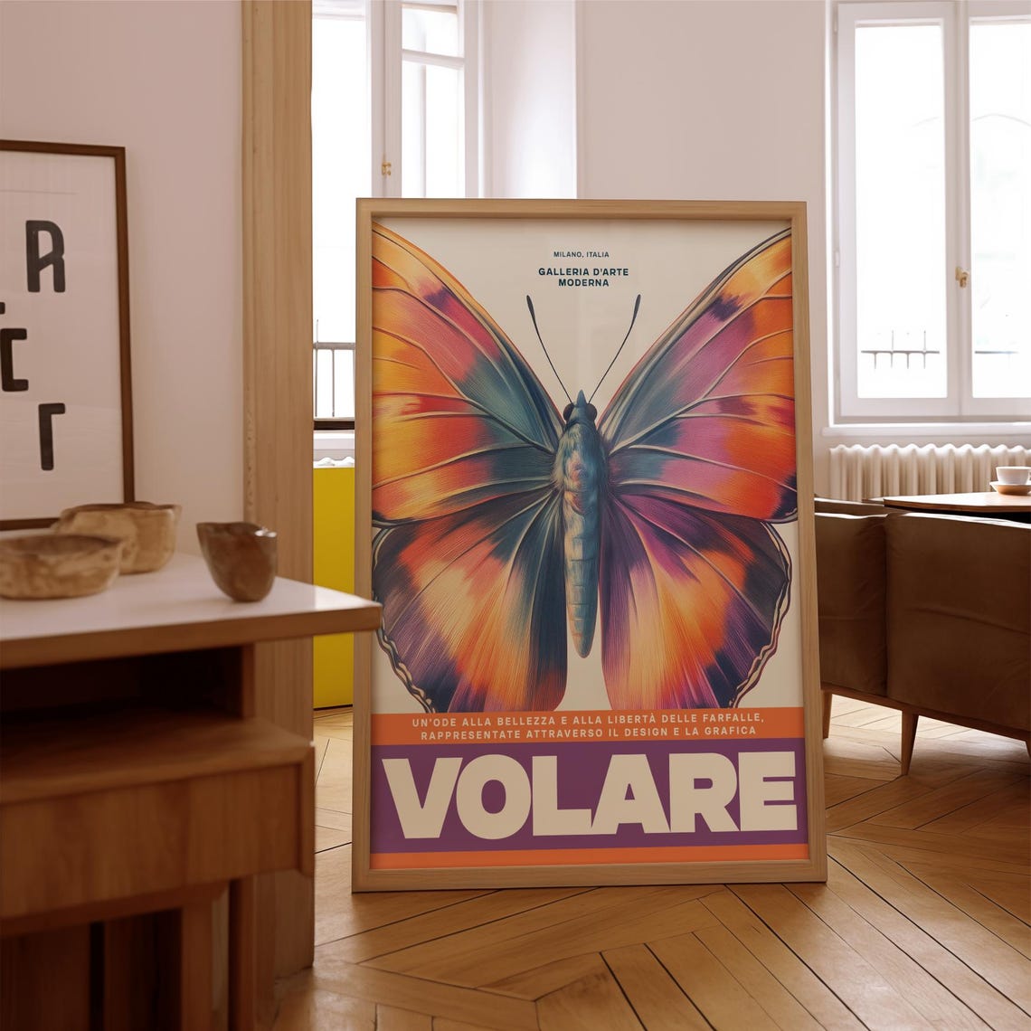 Volare Butterfly Milano Italia Modern Art Gallery Exhibition Poster - Image 2