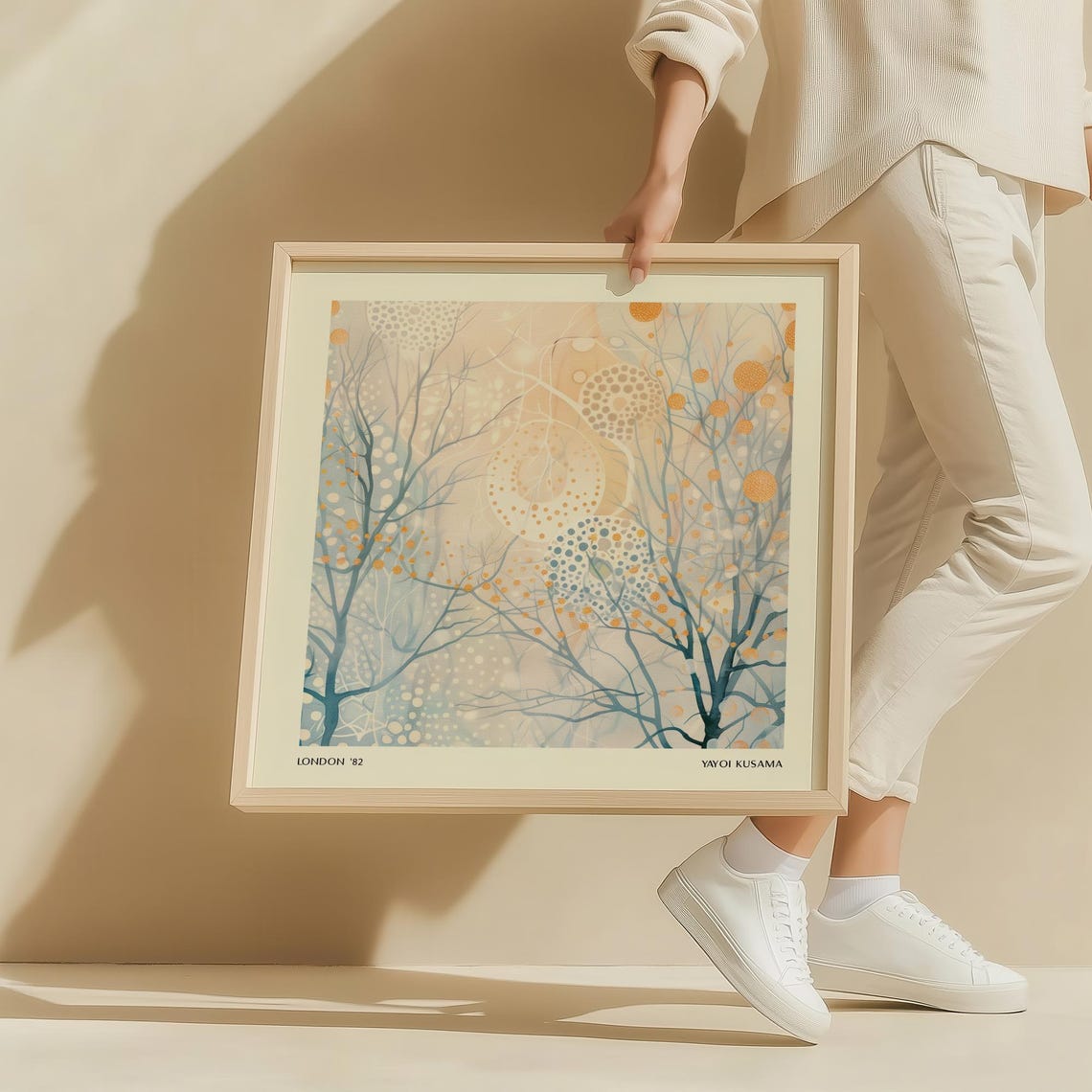 Neutral Wall Print Abstract Tree Dot Artwork For Living Room Art Japandi Decor Minimalist Nature Inspired Print Square Poster