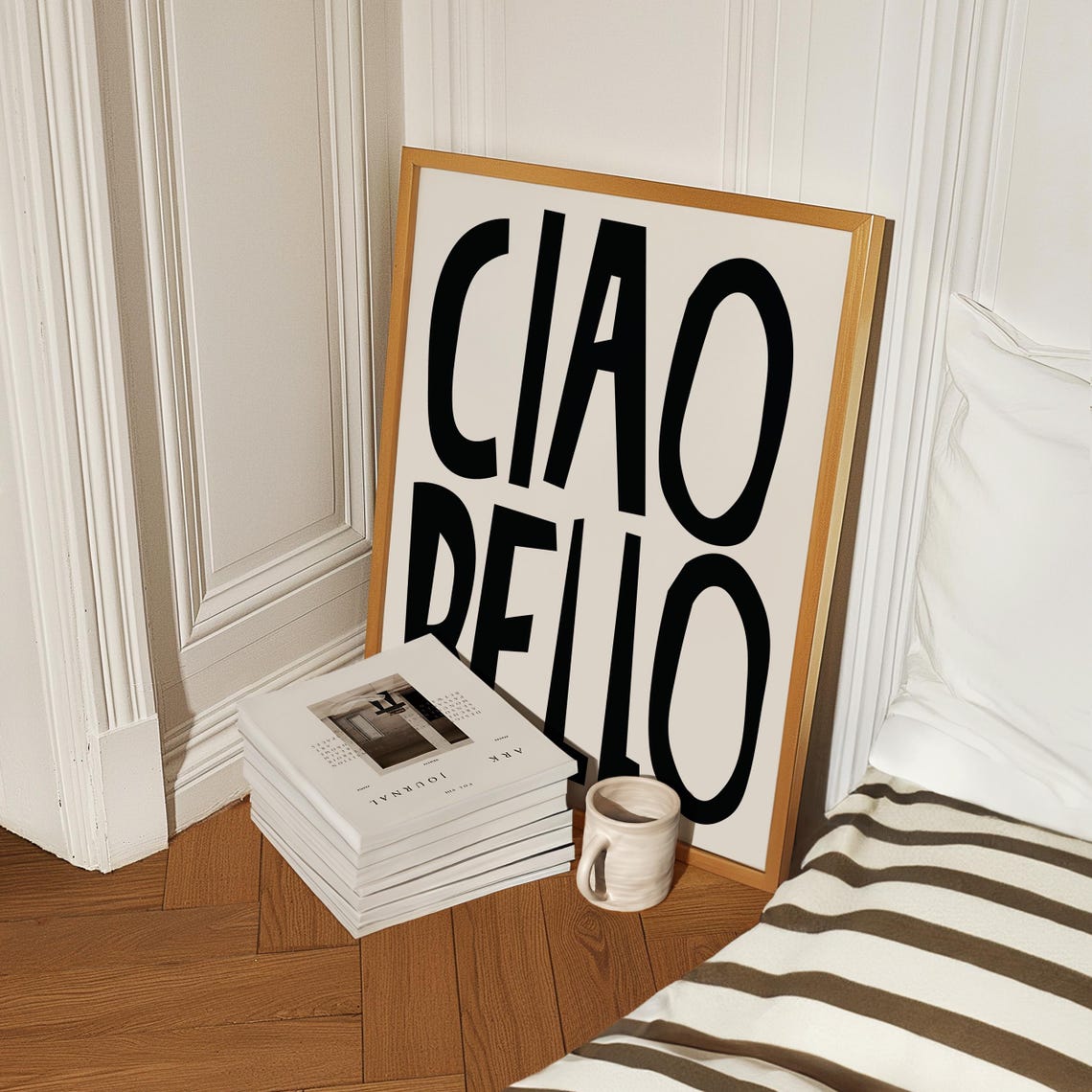Ciao Bello Bold Black White Italian Typography Minimalist Art Print - Image 3