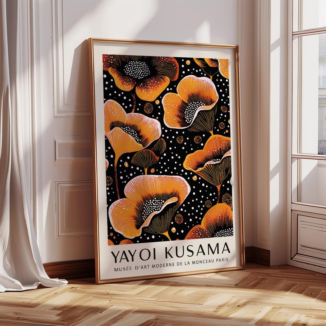 Yayoi Kusama Orange Poppy Flower Polka Dot Exhibition Poster